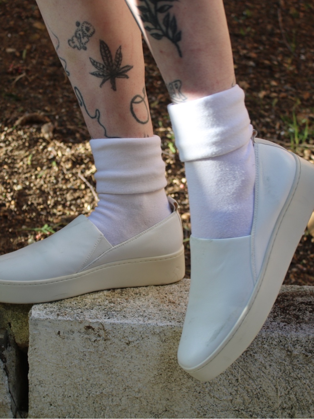 Vince White/Cream Slip-On Platform Sneakers